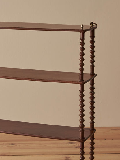 French antique mahogany bobbin wall-hung shelf