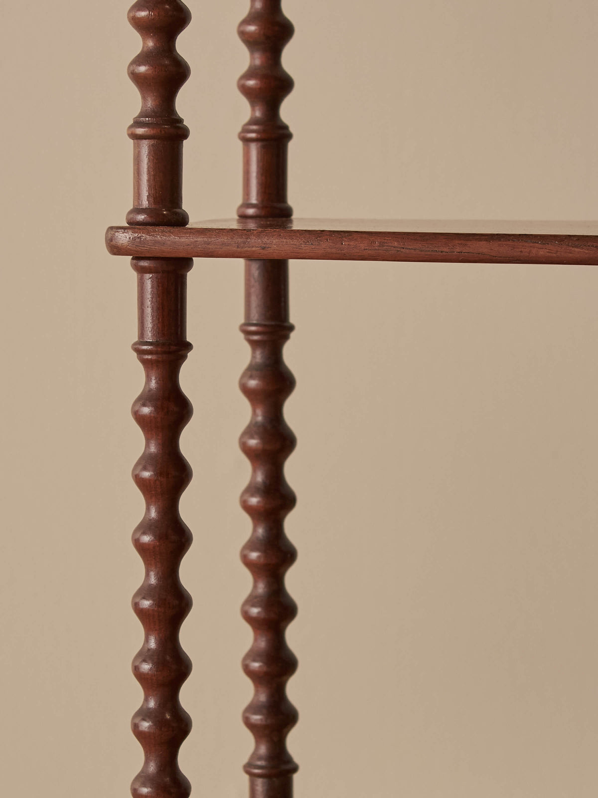 French antique mahogany bobbin wall-hung shelf