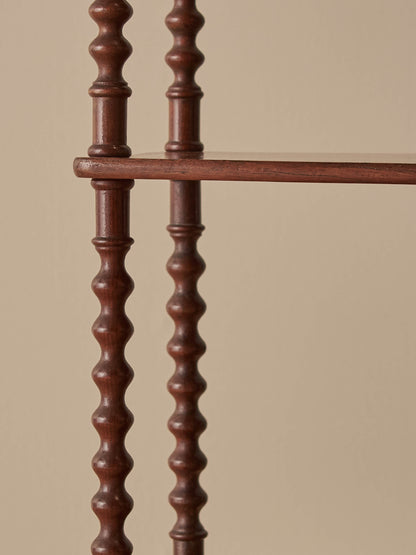 French antique mahogany bobbin wall-hung shelf