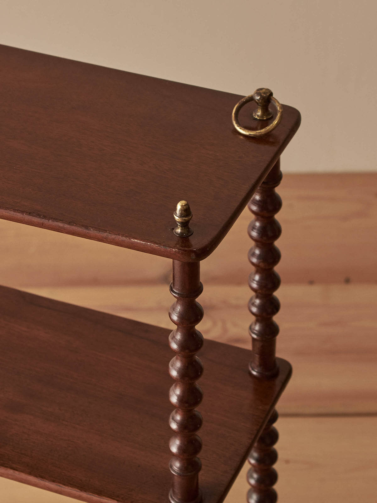 French antique mahogany bobbin wall-hung shelf