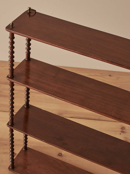 French antique mahogany bobbin wall-hung shelf