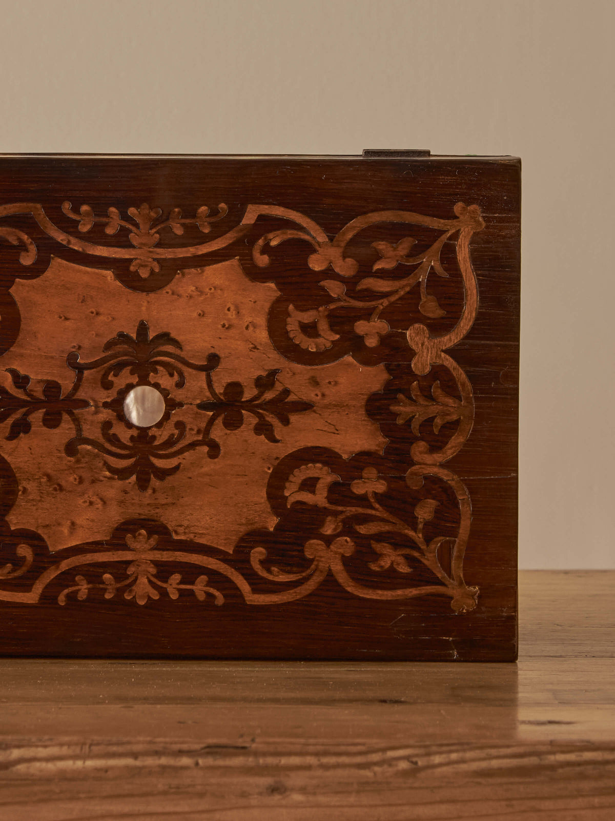 Early Victorian rosewood marquetry box