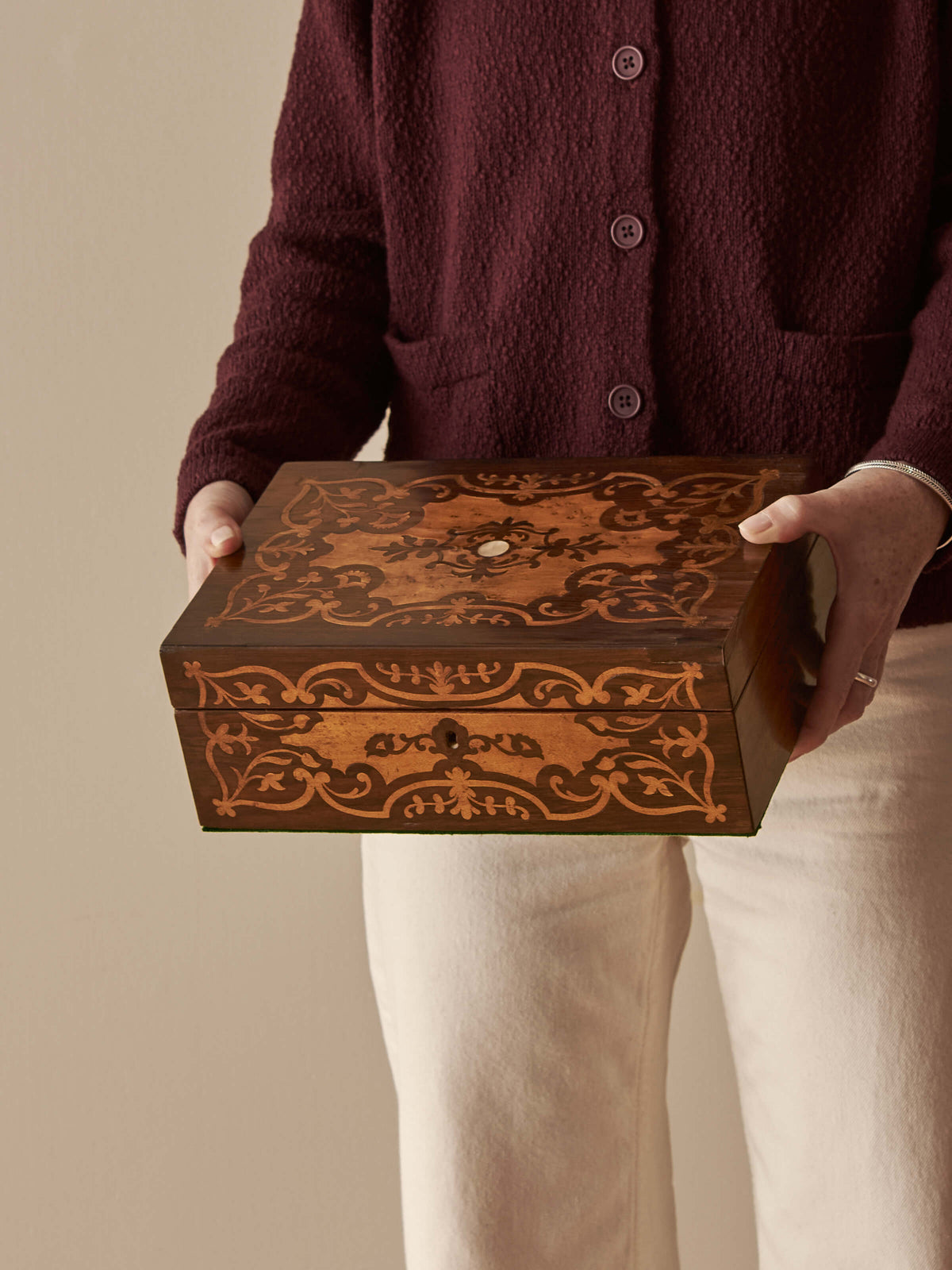 Early Victorian rosewood marquetry box
