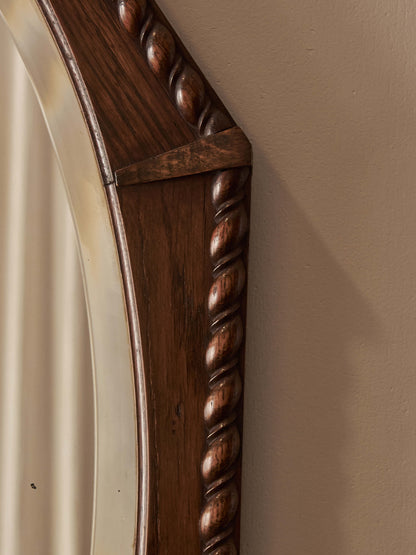 Edwardian oak octagonal rope-twist mirror