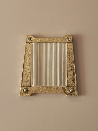 Arts and Crafts rectangular hammered brass mirror