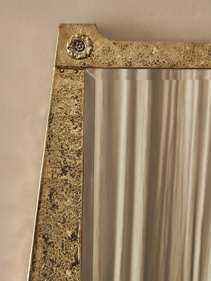 Arts and Crafts rectangular hammered brass mirror