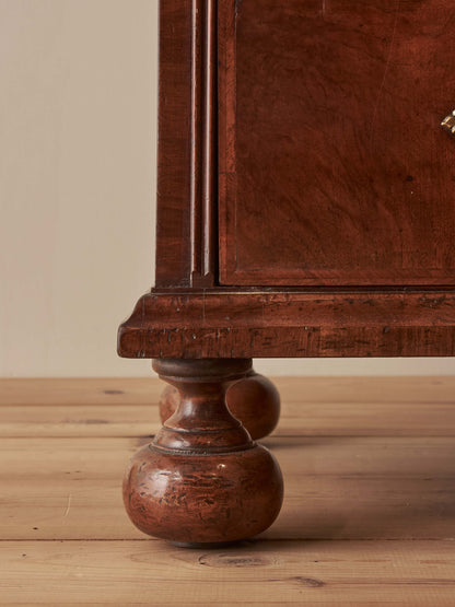 18th century walnut chest of drawers on bun feet