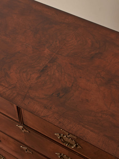 18th century walnut chest of drawers on bun feet