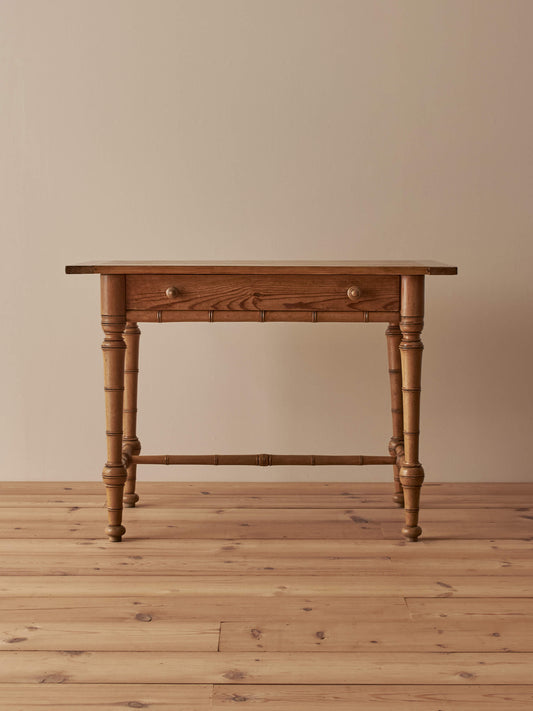 French mid-century pine faux bamboo console table