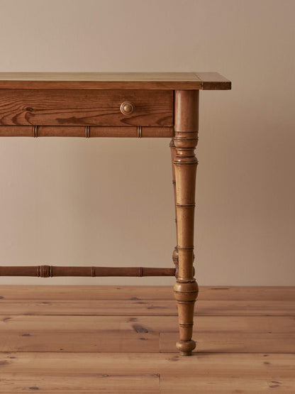 French mid-century pine faux bamboo console table