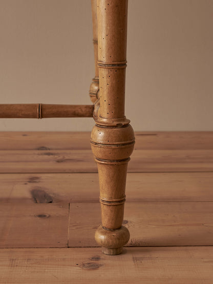 French mid-century pine faux bamboo console table