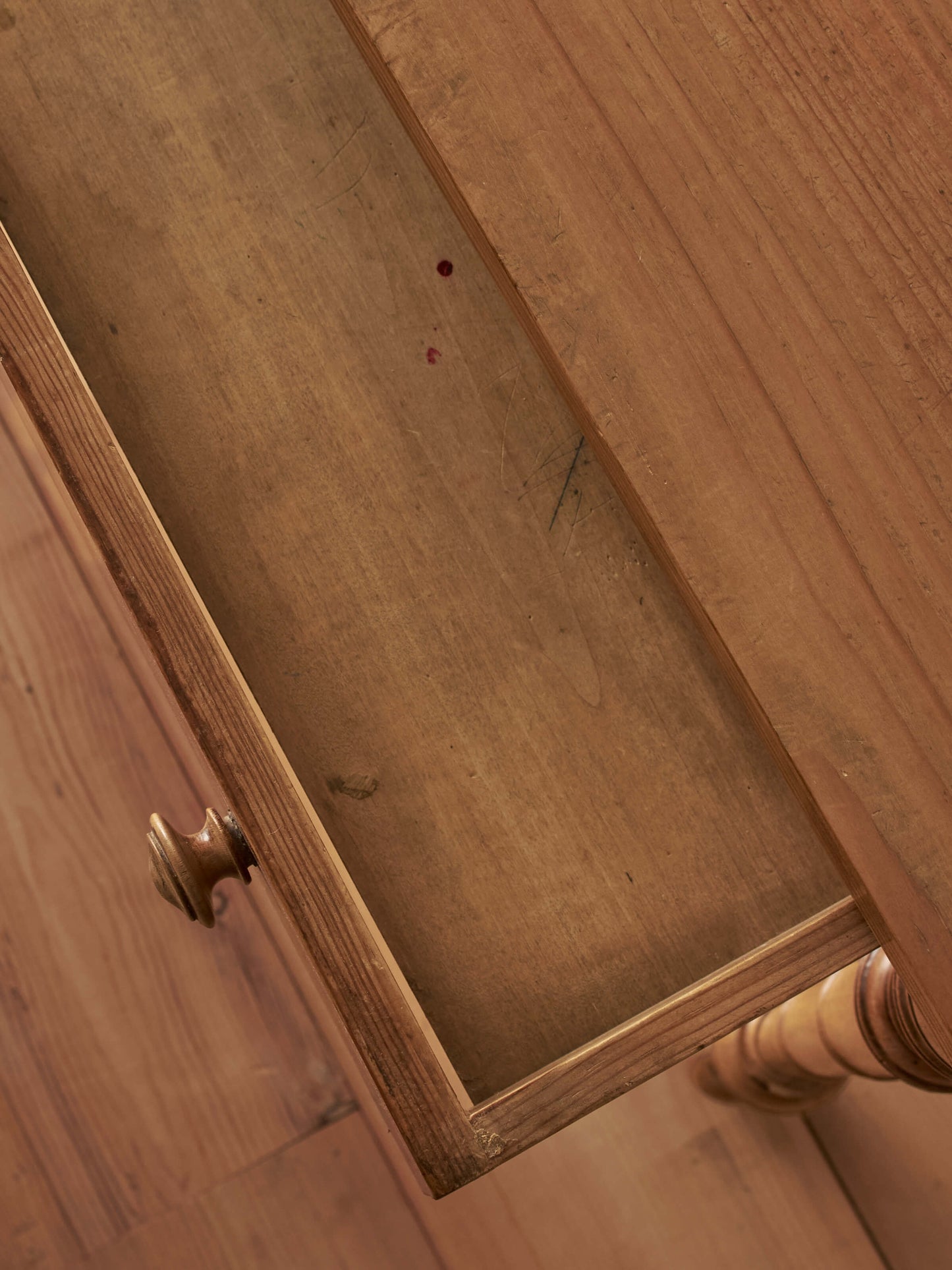 French mid-century pine faux bamboo console table