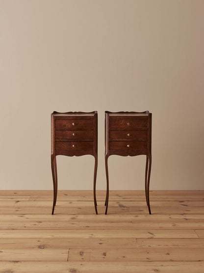 Pair of French oak vintage bedside tables