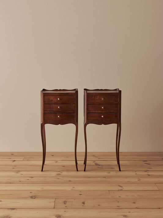 Pair of French oak vintage bedside tables