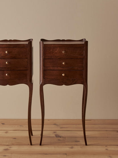 Pair of French oak vintage bedside tables