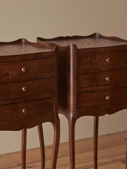 Pair of French oak vintage bedside tables