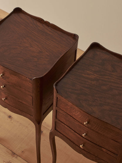 Pair of French oak vintage bedside tables