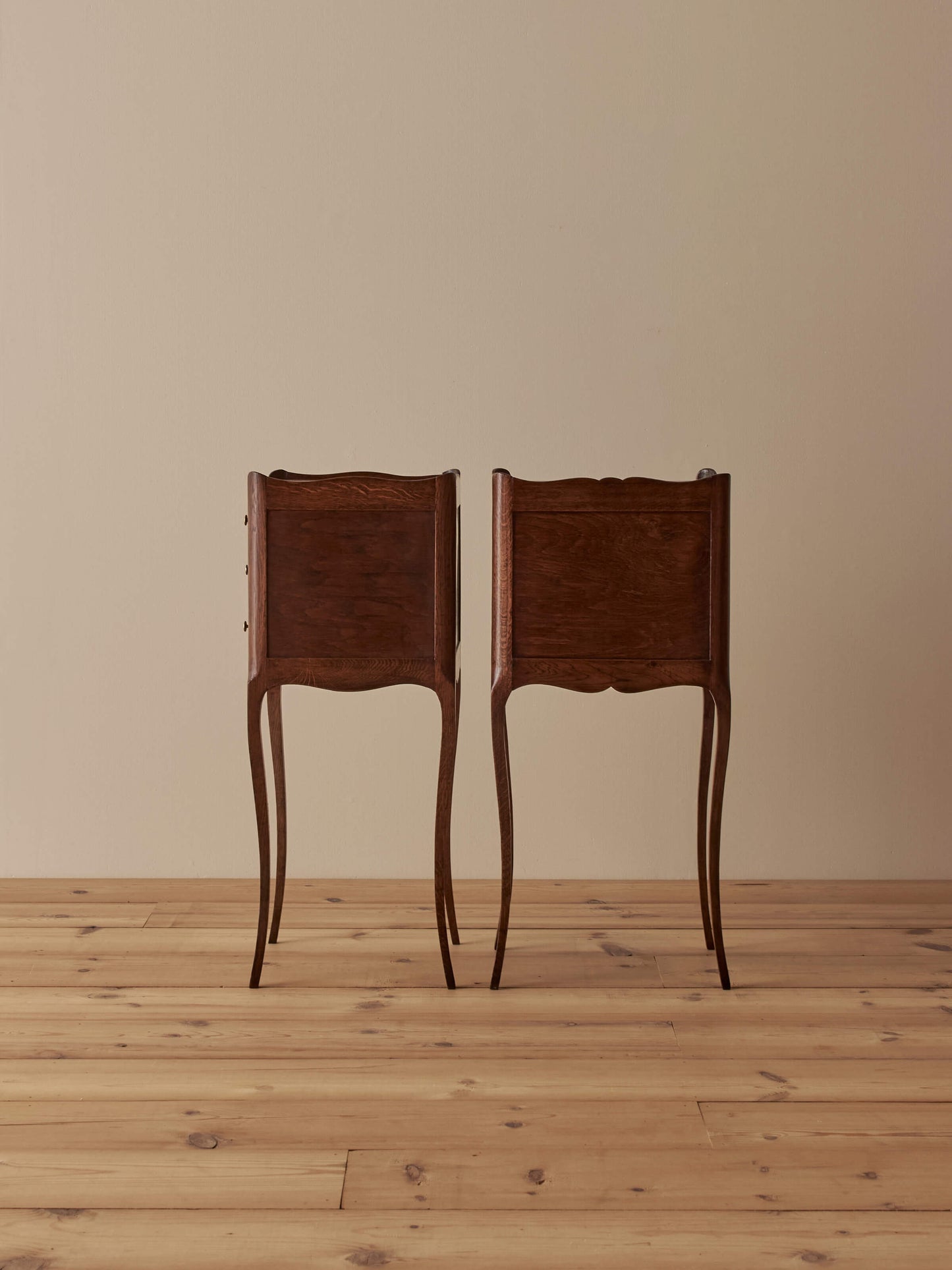 Pair of French oak vintage bedside tables
