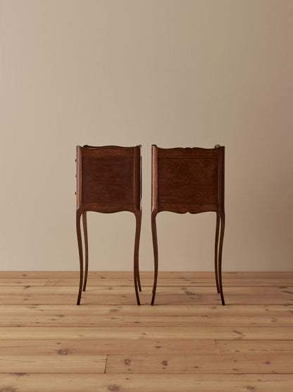 Pair of French oak vintage bedside tables