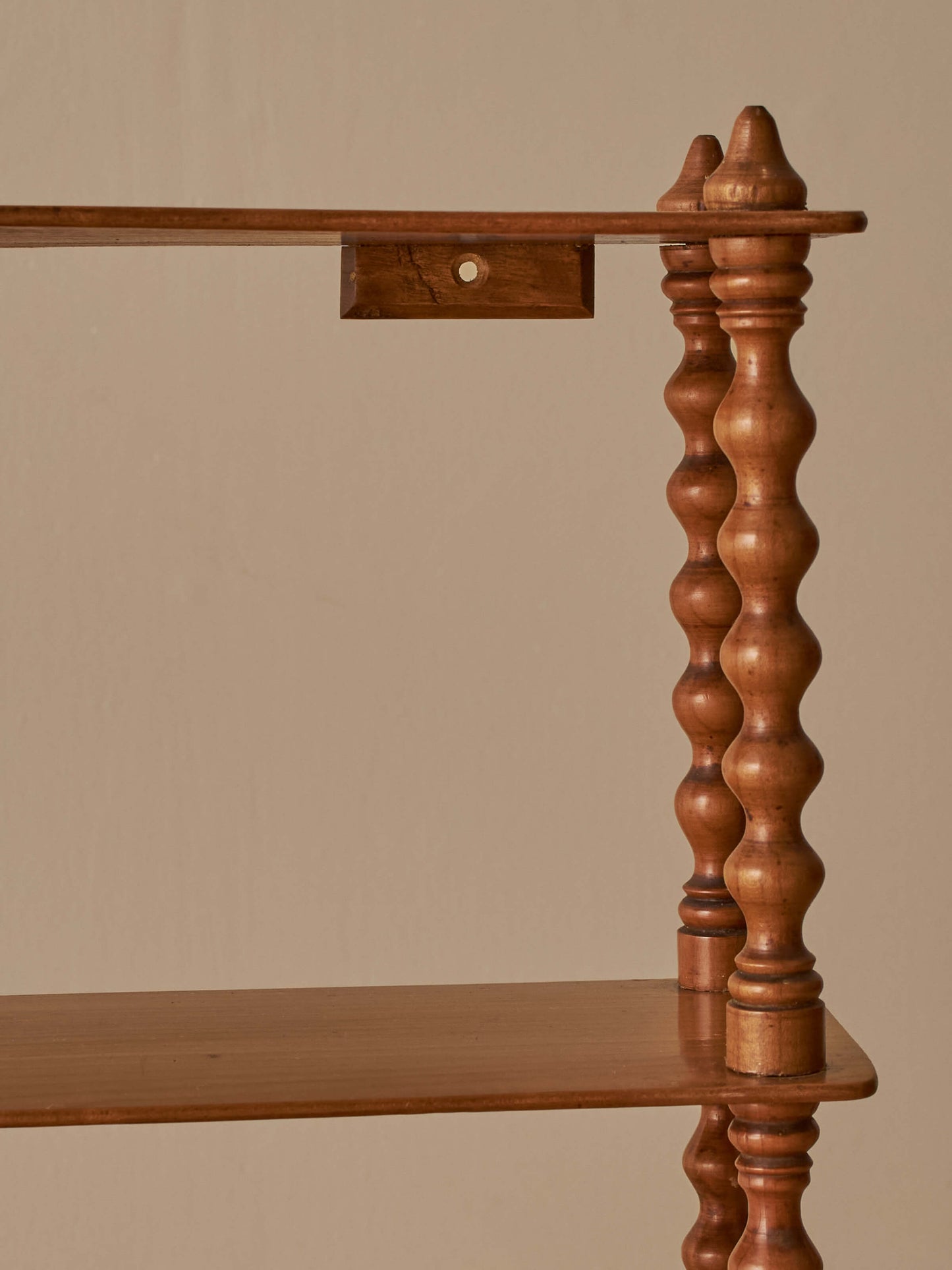 French vintage cherry bobbin shelf