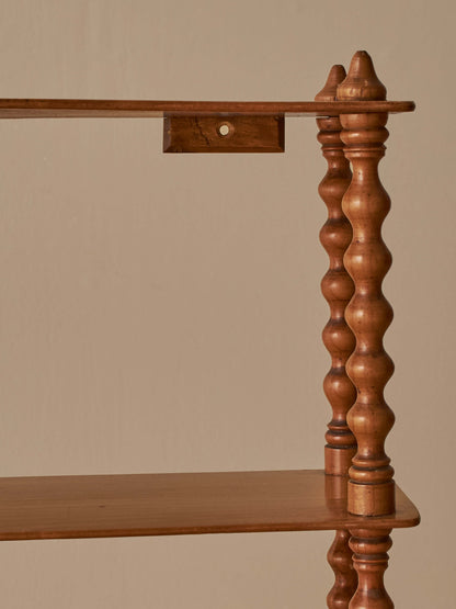 French vintage cherry bobbin shelf