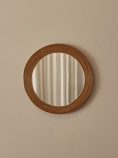 Italian mid-century reeded circular mirror