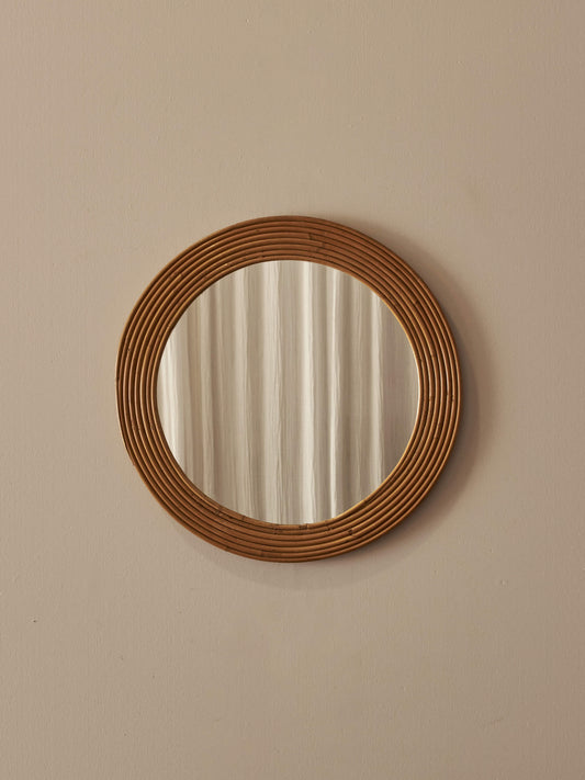Italian mid-century reeded circular mirror
