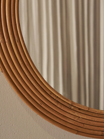 Italian mid-century reeded circular mirror