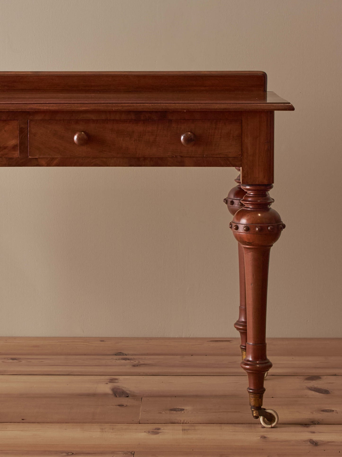 Victorian mahogany desk on castors