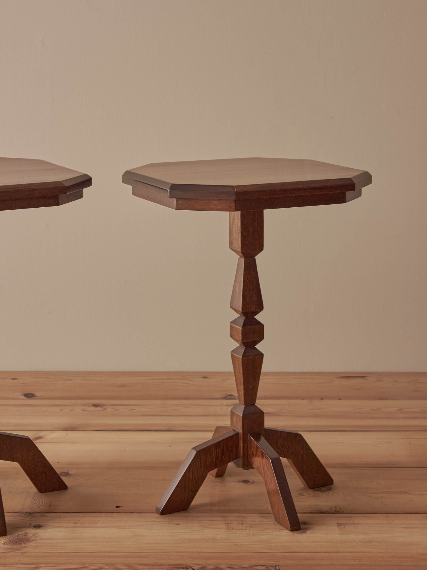 Pair of vintage sapele side tables