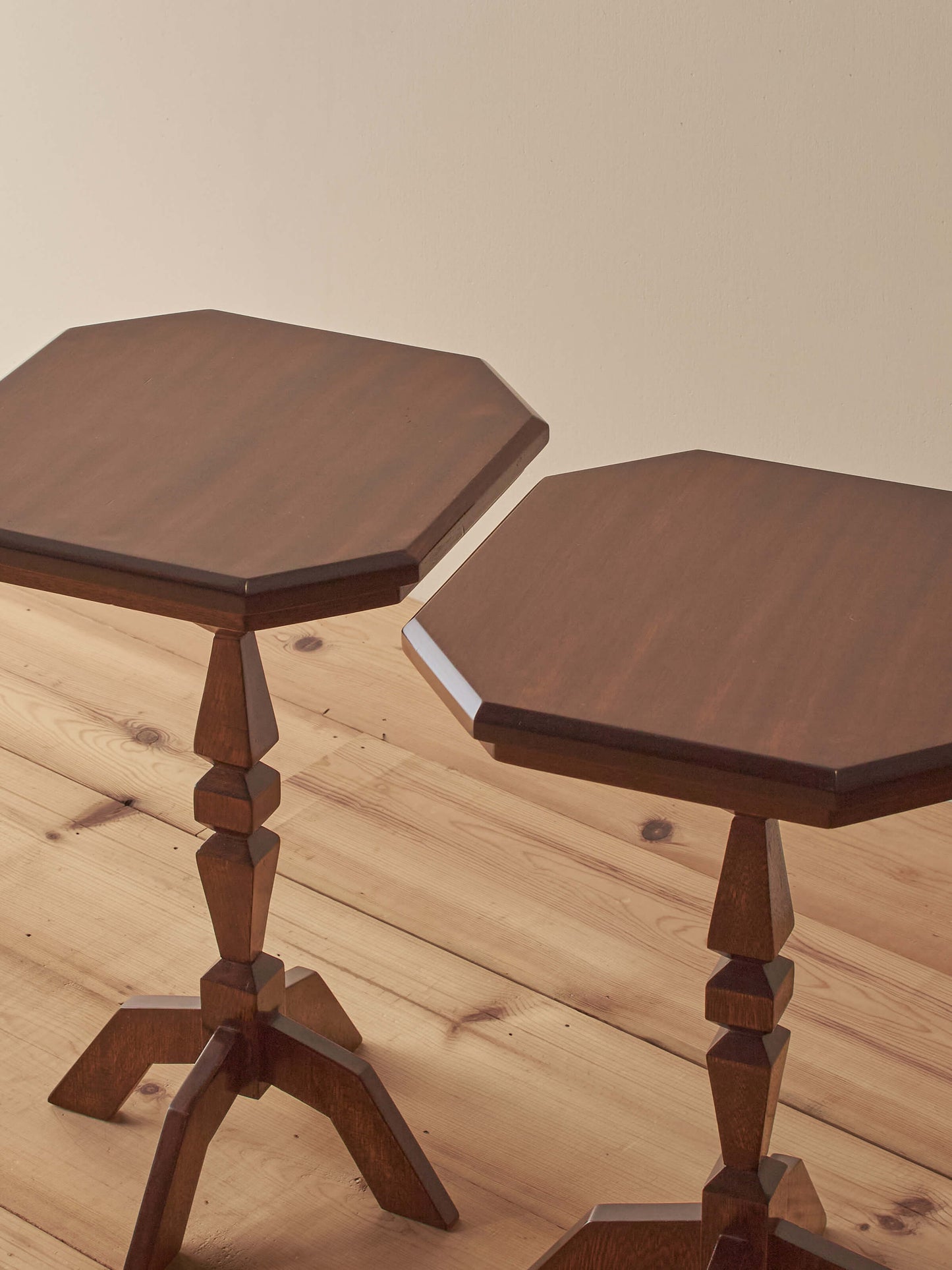 Pair of vintage sapele side tables