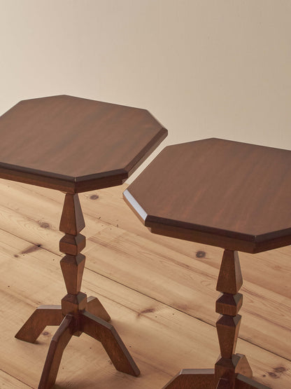 Pair of vintage sapele side tables