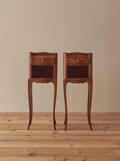 Pair of petite cherry bedside tables