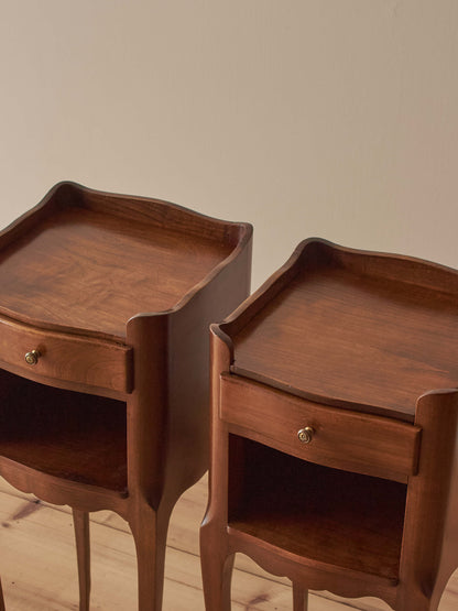 Pair of petite cherry bedside tables