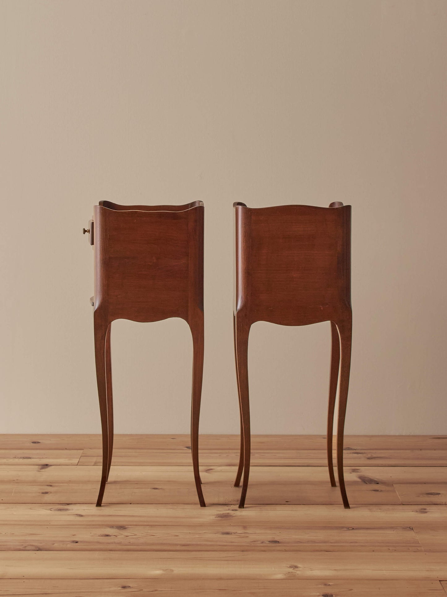 Pair of petite cherry bedside tables
