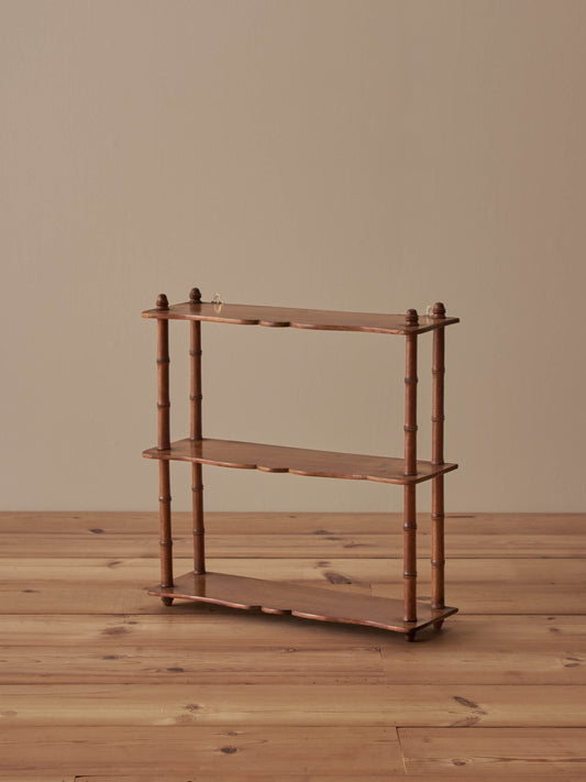 French vintage beech faux bamboo shelving unit