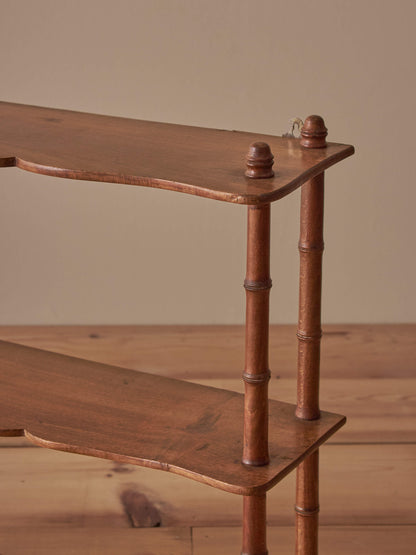 French vintage beech faux bamboo shelving unit
