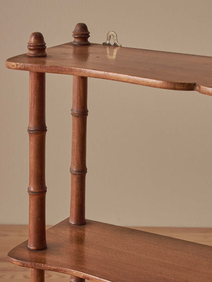 French vintage beech faux bamboo shelving unit