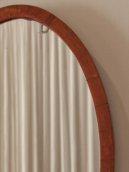 Antique oval walnut mirror