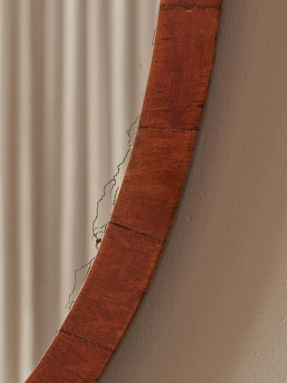 Antique oval walnut mirror