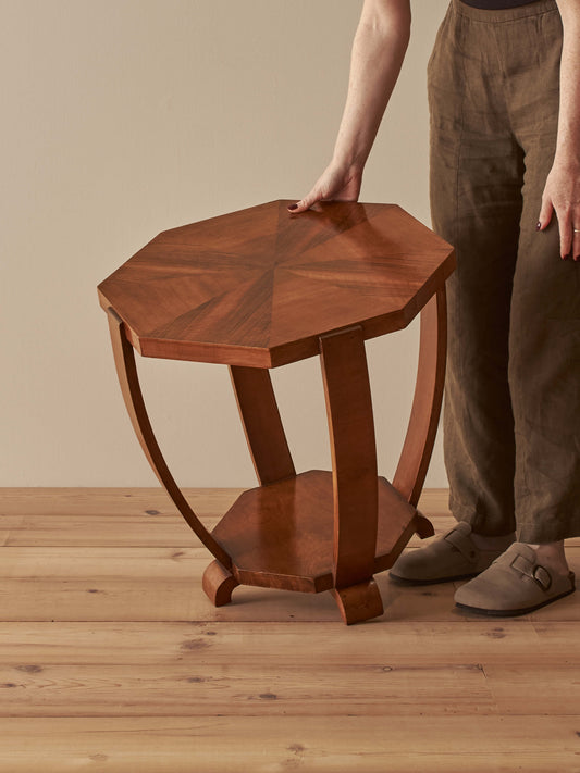 Art Deco walnut octagonal table