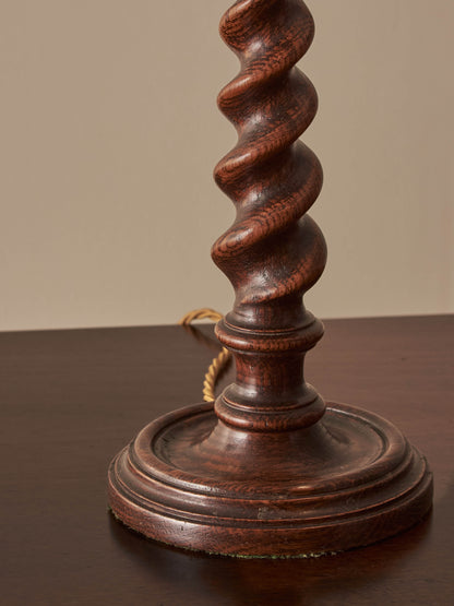 Vintage oak barley twist table lamp