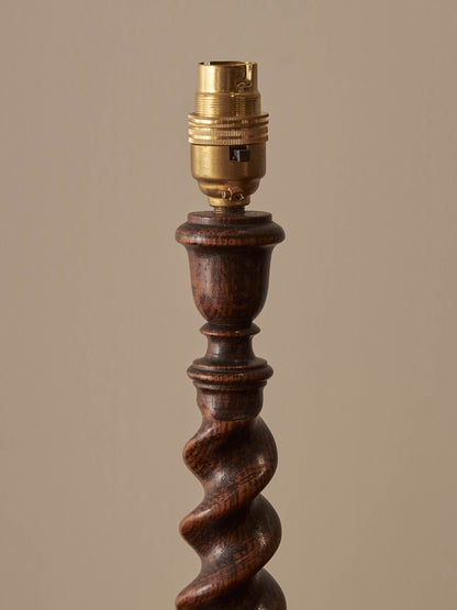 Vintage oak barley twist table lamp