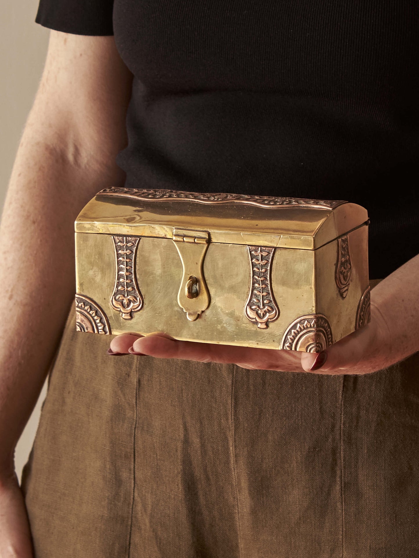 Art Nouveau brass trinket box