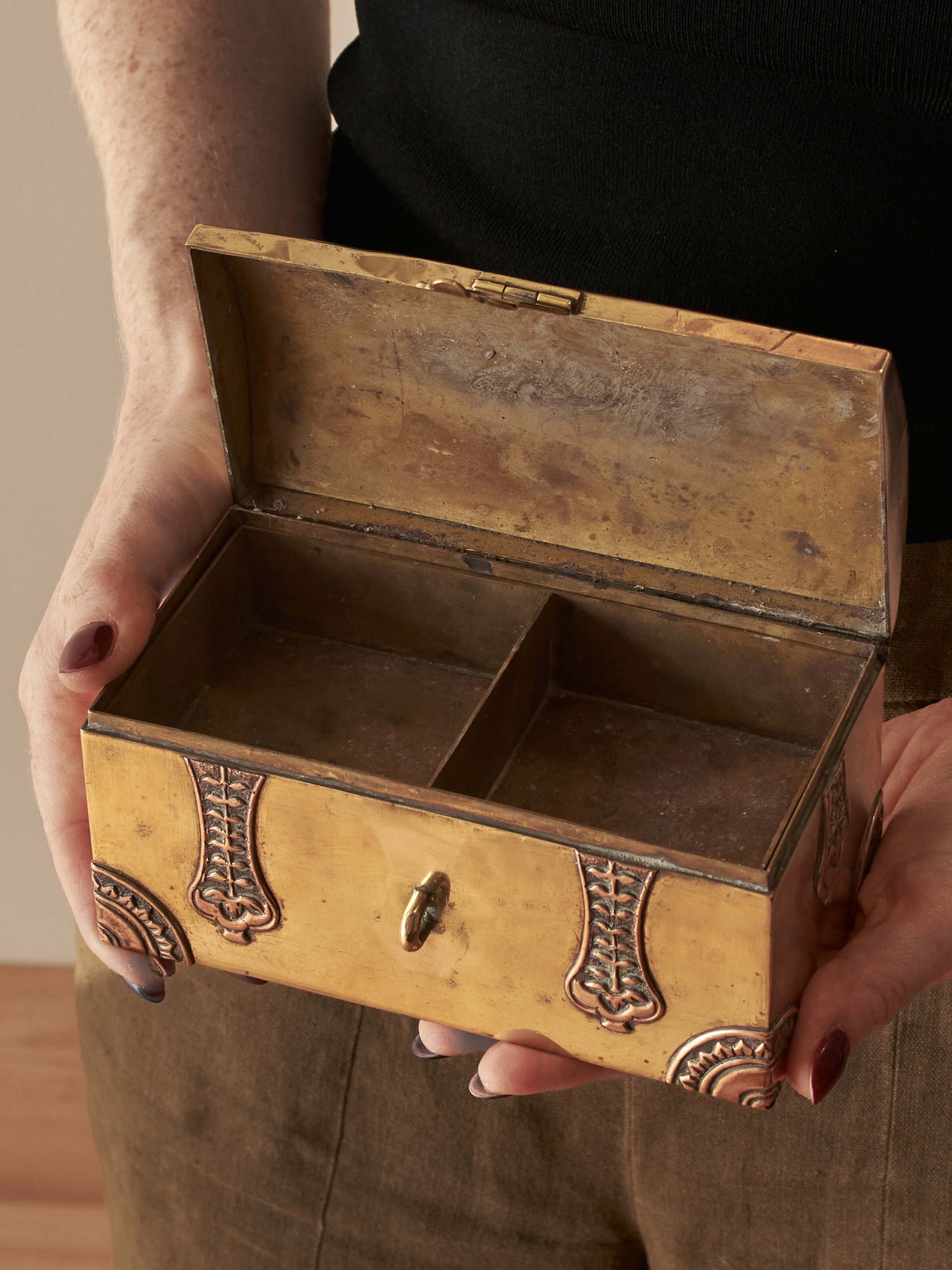 Art Nouveau brass trinket box