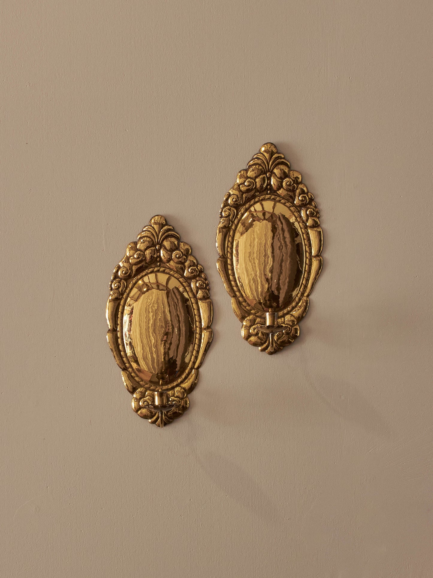 Pair of mid-century brass Swedish candle sconces