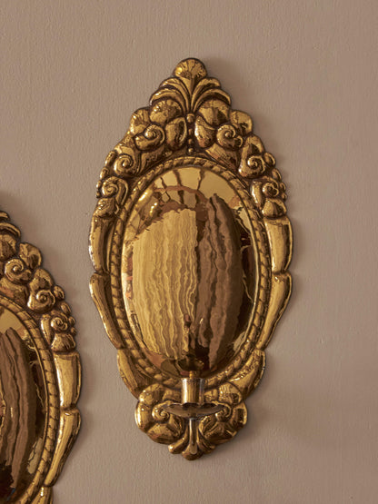 Pair of mid-century brass Swedish candle sconces