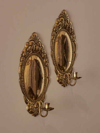Pair of mid-century brass Swedish candle sconces