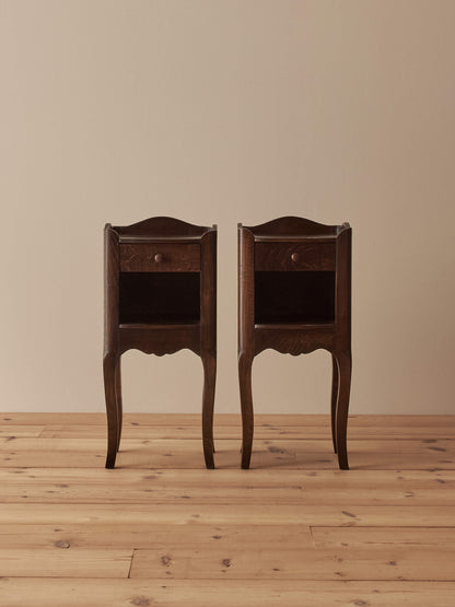 French vintage oak bedside tables