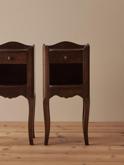 French vintage oak bedside tables